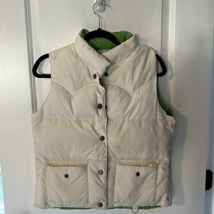 American eagle women’s reversible white green puffer vest size M